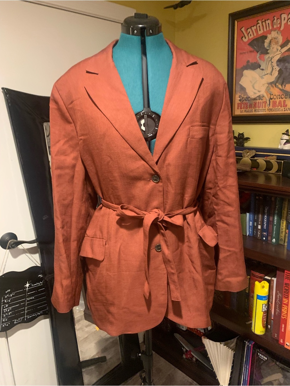 Banana Republic Rust-Orange Linen Belted Blazer